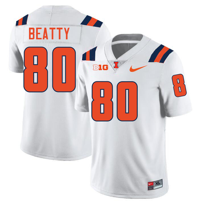 #80 Hank Beatty Illinois Fighting Illini Football Jersey,Uniforms-White
